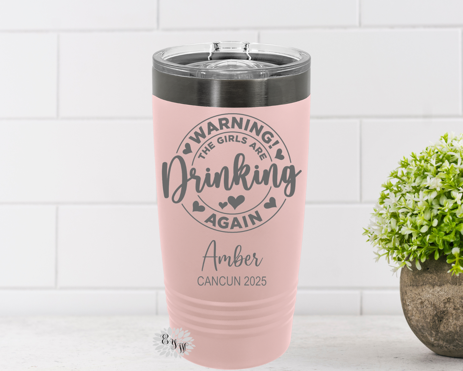 Vacation Tumbler, Engraved 20oz Tumbler, Warning The Girls Are Drinking Again Tumbler, Slider Lid, Stainless Steel Coffee Tumbler, Your Name