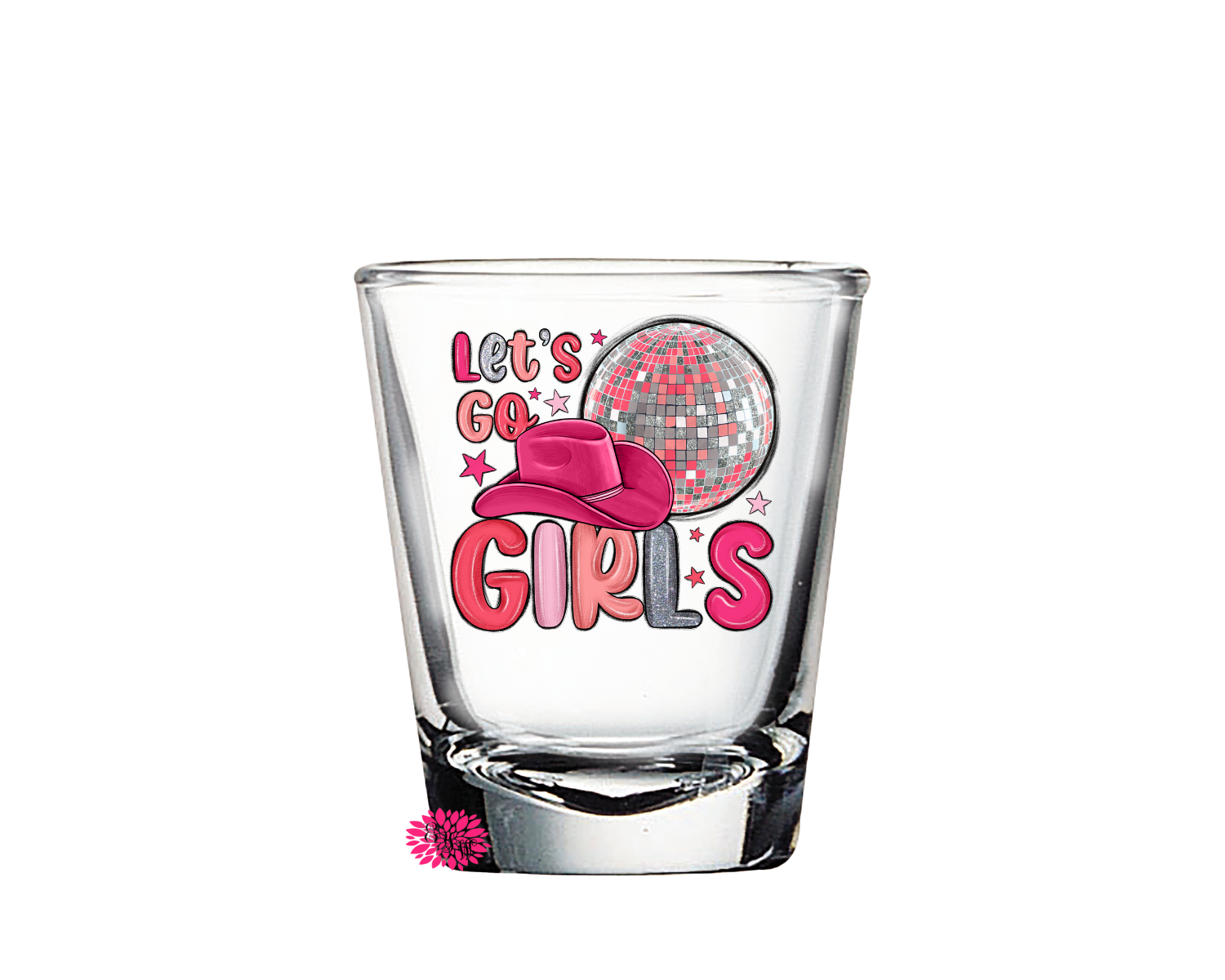 Let's Go Girls Shot Glass, Bachelorette Shot Glass, Bridal Party Shot Glass, 2oz Round Shot Glass, UV Printed Shot Glass