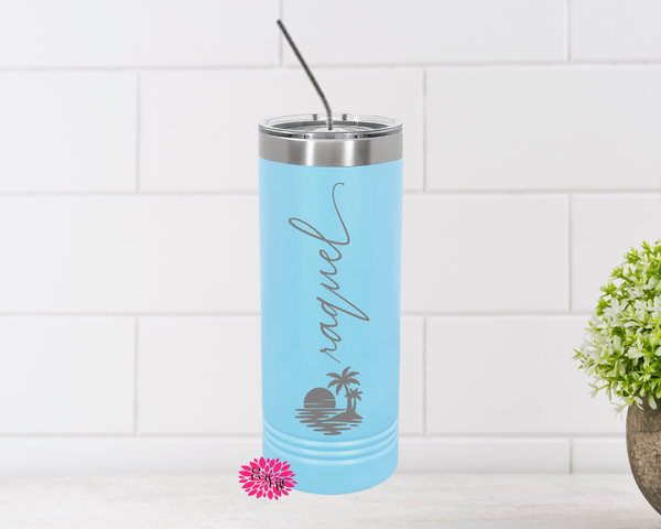 Personalized Vacation Tumbler, Engraved Stainless Tumbler, Custom Family Vacation Tumbler, Vacation Tumbler, Skinny Tumbler, Many Colors