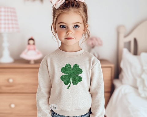 Toddler Sweatshirt, St. Patrick's Day Sweatshirt, Green Glitter Shamrock Sweatshirt, Kids St. Patty's Day Sweatshirt, More Sweatshirt Colors