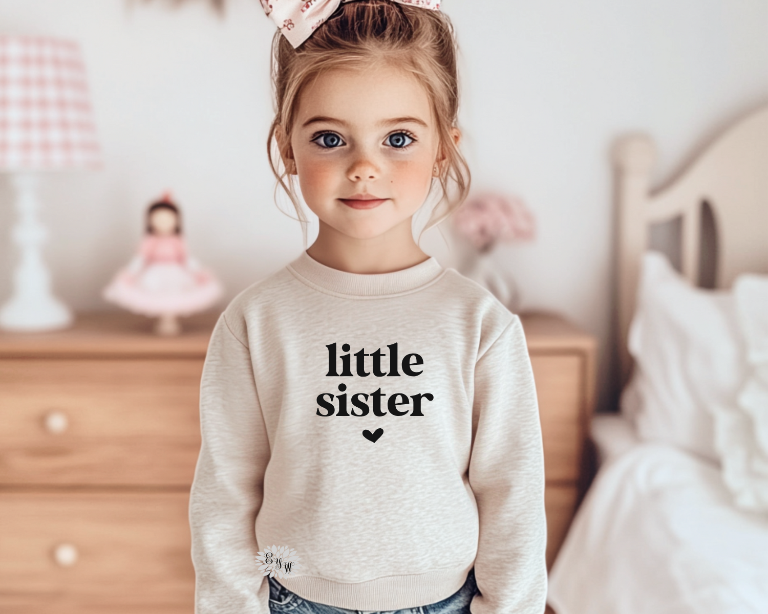 Little Sister Sweatshirt, Little Sister Toddler Sweatshirt, Kids Sweatshirt, Lots Of Sweatshirt & Text Colors, Toddler Crewneck Sweatshirt