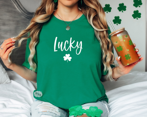 St. Patrick's Day Shirt, St. Patty's Day Tee, Lucky Shamrock Tee, Crewneck Tee Shirt, Lucky Shamrock Tee Shirt, Many Tee And Text Colors