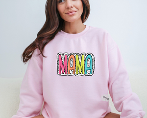 Mama Sweatshirt, Mama Dalmation Letters Sweatshirt, Mama Crewneck Sweatshirt, Mother's Day Sweatshirt, Mamas Day, Lots Of Colors