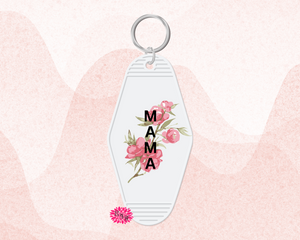 Motel Keychain, Mama Bright Floral Keychain, Mother's Day Keychain, Backpack Tag, Retro Keychain, UV Printed Keyring, Mom Keychain