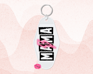 Motel Keychain, Mama Lightning Bolt Keychain, Mother's Day Keychain, Backpack Tag, Retro Keychain, UV Printed Keyring, Mom Keychain