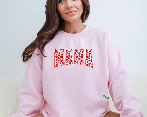 Mama Sweatshirt, Mama Hearts Sweatshirt Crewneck Sweatshirt, Cute Mama Adult Sweatshirt, Mother's Day Mama Sweatshirt. Lots Of Colors