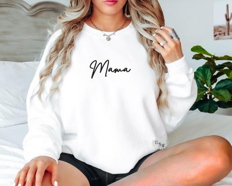 Mama Embroidered Sweatshirt, Mama Crewneck Sweatshirt, Mama Embroidered Flowers Adult Sweatshirt, Mother's Day Shirt, Many Colors (Copy)