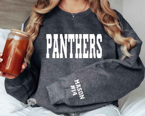 Mascot Sweatshirt, Mama Sweatshirt, Personalized Sports Mascot Sweatshirt Childs Name And Number On Sleeve, Lots Of Sweatshirt & Text Colors