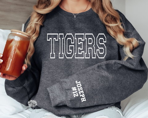 Mascot Sweatshirt, Mama Sweatshirt, Personalized Sports Mascot Sweatshirt Childs Name And Number On Sleeve, Lots Of Sweatshirt & Text Colors