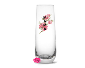 Champagne Glass, Mama Bright Floral Champagne Flute, Mother's Day Mimosa Tumbler, Floral Mama Champagne Flute, Mother's Day Champagne