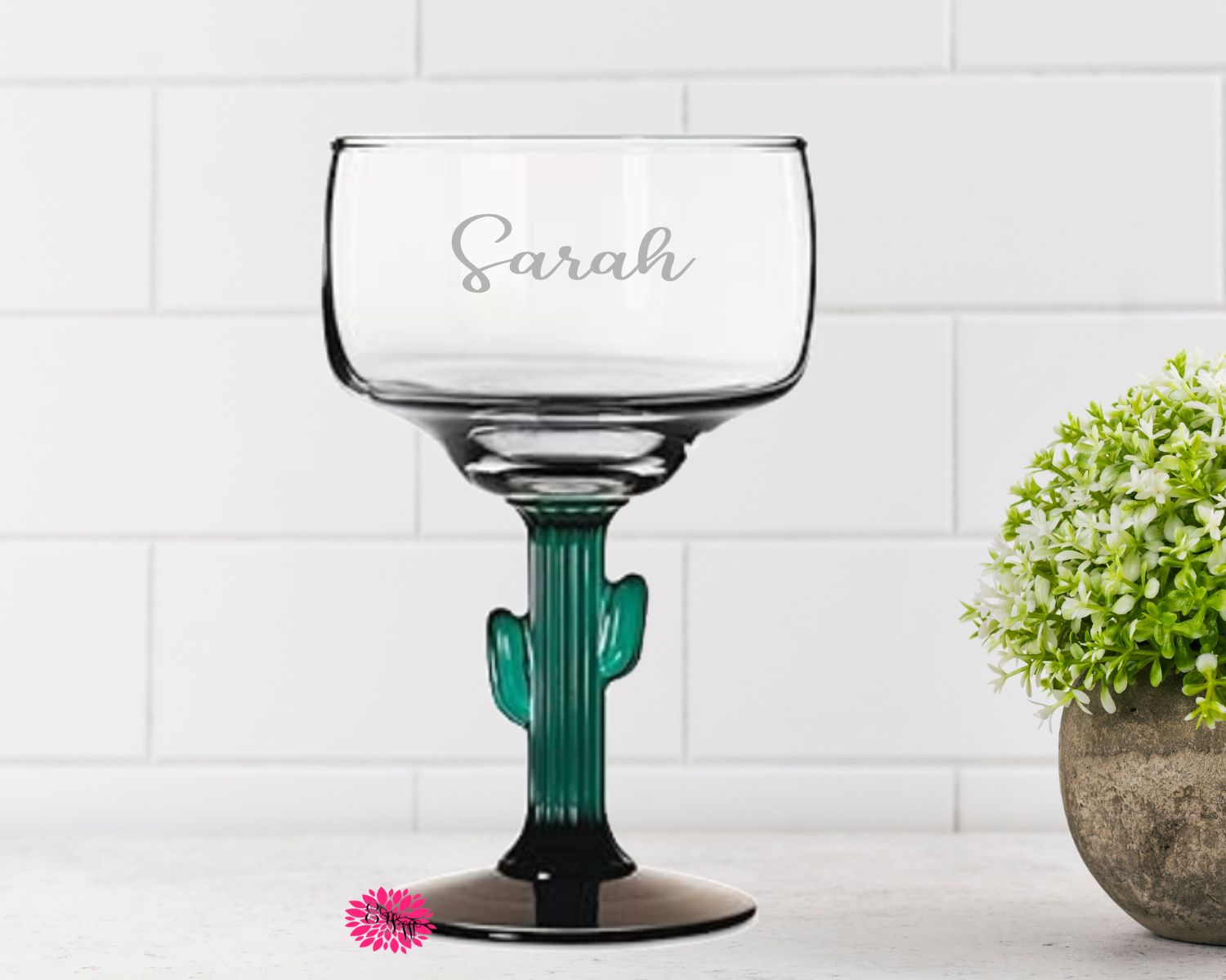 Margarita Glass, Etched Margarita Glass, Engraved Margarita Glass, Cinco De Mayo Margarita Glass, Custom Cactus Margarita Glass, Many Fonts