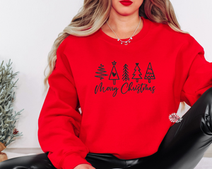 Merry Christmas Embroidered Sweatshirt, Christmas Tree Crewneck Sweatshirt, Christmas Embroidered Adult Sweatshirt Many Shirt & Thread Color