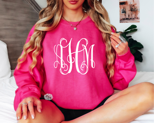 Monogram Sweatshirt, Fancy Monogram Sweatshirt, Personalized Monogrammed Sweatshirt, Adult Crewneck Sweatshirt, Many Colors Sweatshirts