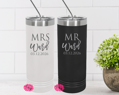 Wedding Tumbler Set, Engraved Wedding Cups, Personalized Couples Tumbler Set, Custom Pair Of Honeymoon Tumblers, Engagement Tumblers