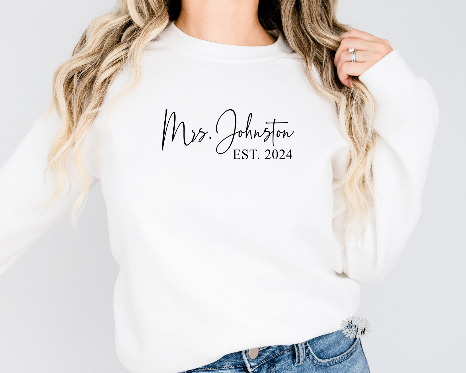 Mrs. Established Year Sweatshirt, Personalized Bride Crewneck Sweatshirt, Bride Adult Sweatshirt, New Bride Sweatshirt. Lots Of Colors