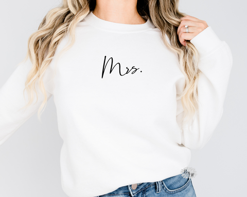 Mrs. Sweatshirt, Bride Crewneck Sweatshirt, Bride Adult Sweatshirt, New Bride Sweatshirt. Lots Of Colors