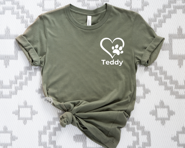 Dog Shirt, Personalized Dog Paw T-Shirt, Dog Tee With Dogs Name, Vet Tech Shirt, Veterinarian Tee, Dog Paw Shirt Many Tee And Text Colors