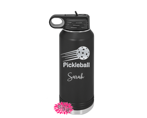 Pickleball Water Bottle, Personalized Pickleball Water Bottle With Straw, 4 SIZES, Stainless Water Bottle, Stainless Steel Sports Bottle