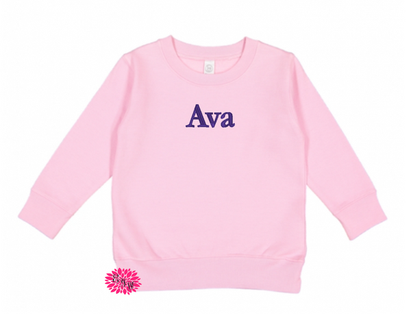 Toddler Embroidered Sweatshirt, Toddler Crewneck Sweatshirt, Kids Embroidered Sweatshirt, Any Thread & Sweatshirt Color, Toddler Sweatshirt