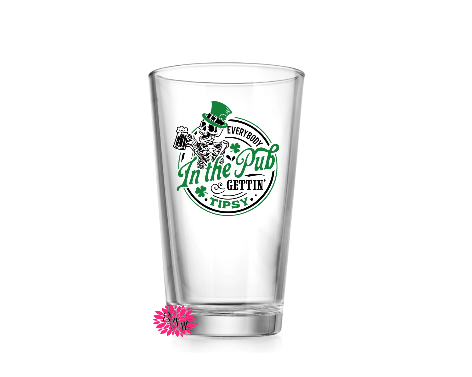 St. Patrick's Day 16oz Etched Beer Glass, St. Patty's Day 16oz. Pint Glass, Everybody In The Pub Beer Cup, St. Paddy's Day Beer Glass