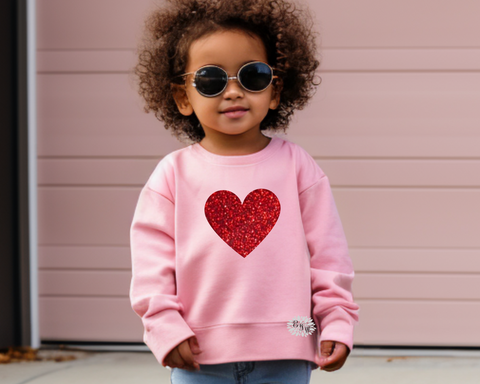 Toddler Sweatshirt, Red Glitter Heart Valentine Sweatshirt, Kids Sweatshirt, More Sweatshirt Colors, Toddler Valentines Day Sweatshirt