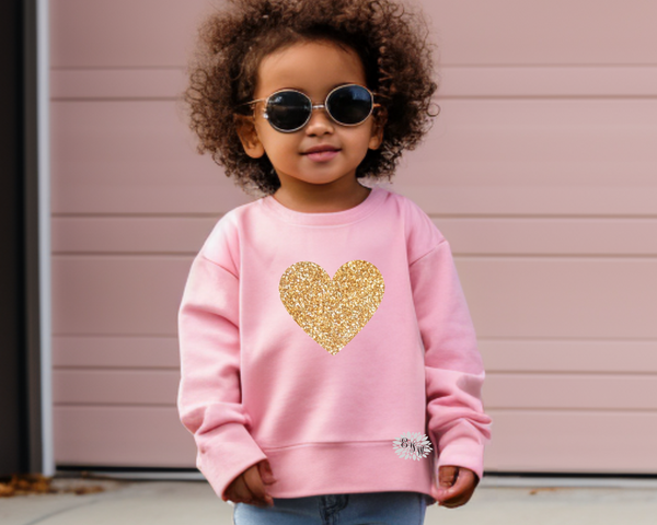 Toddler Sweatshirt, Gold Glitter Heart Valentine Sweatshirt, Kids Sweatshirt, More Sweatshirt Colors, Toddler Valentines Day Sweatshirt