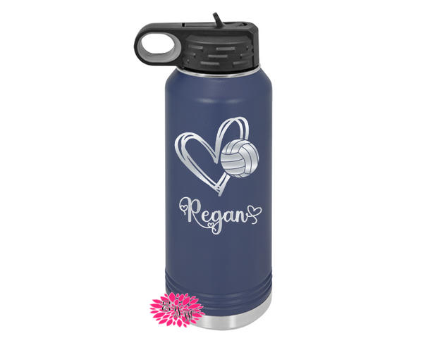 Engraved Water Bottle, Personalized Volleyball Water Bottle With Straw, 4 SIZES, Stainless Steel Water Bottle, Stainless Steel Sports Bottle