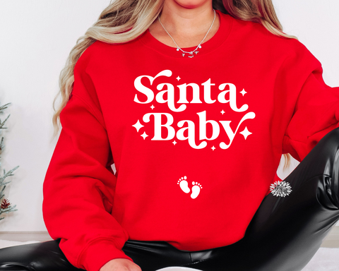 Santa Baby Sweatshirt, Christmas Maternity Sweatshirt, Pregnancy Announcement Sweatshirt, Christmas Pregnancy Sweatshirt, Christmas Shirt