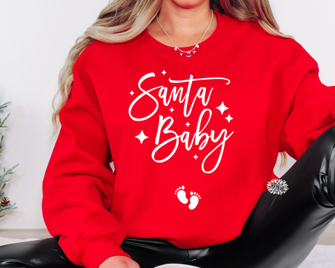 Santa Baby Sweatshirt, Christmas Maternity Sweatshirt, Pregnancy Announcement Sweatshirt, Christmas Pregnancy Sweatshirt, Christmas Shirt