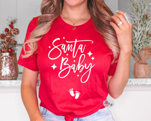 Santa Baby Shirt, Christmas Maternity T-Shirt, Pregnancy Announcement Tee Shirt, Christmas Pregnancy Photo, Christmas Shirt Lots Of Colors