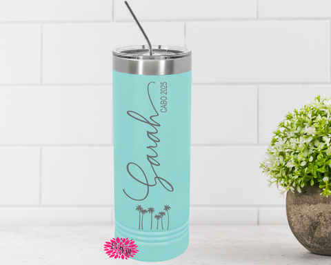 Personalized Vacation Tumbler, Engraved Stainless Tumbler, Custom Girls Trip Tumbler, Family Vacation Tumbler, Skinny Tumbler, Many Colors