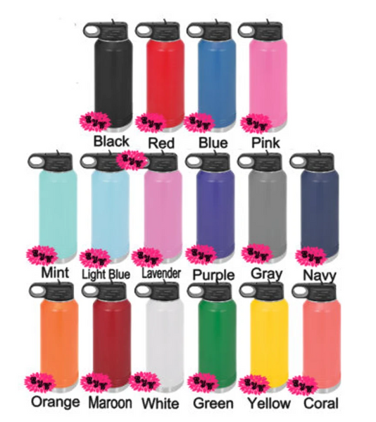 Engraved Water Bottle, Etched Soccer Water Bottle With Straw, 4 SIZES, 17 Colors, Soccer Bottle, Stainless Steel Water Bottle, Sports Bottle