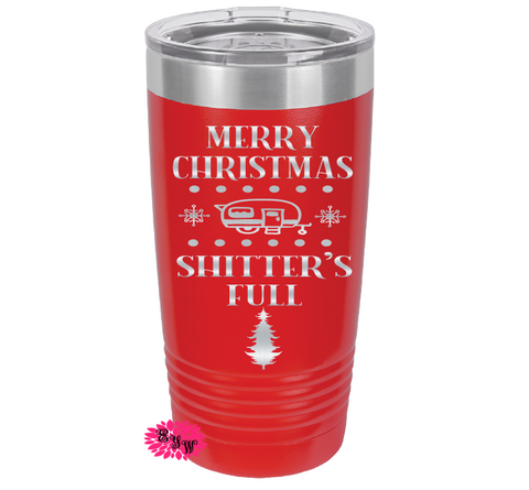 Engraved 20oz Tumbler, Merry Christmas Shitter's Full, Tumbler, Stainless Steel Coffee Tumbler, Slider Lid Coffee Cup, Christmas Movie Cup