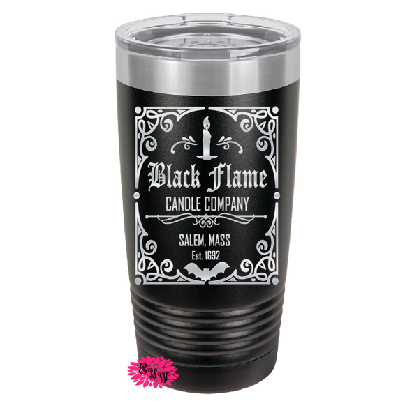 Engraved Tumbler, Black Flame Candle Company, Halloween Coffee Cup, Salem Witch Craft Cup, Stainless Steel Coffee Tumbler, Slider Lid Cup