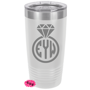 Engraved 20oz Tumbler, Etched Tumbler, Engagement Gift, Engagement Ring Tumbler, Monogram Cup, Slider Lid, Stainless Steel Coffee Tumbler