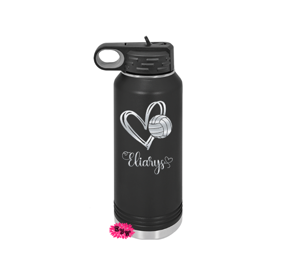 Engraved Water Bottle, Personalized Volleyball Water Bottle With Straw, 4 SIZES, Stainless Steel Water Bottle, Stainless Steel Sports Bottle