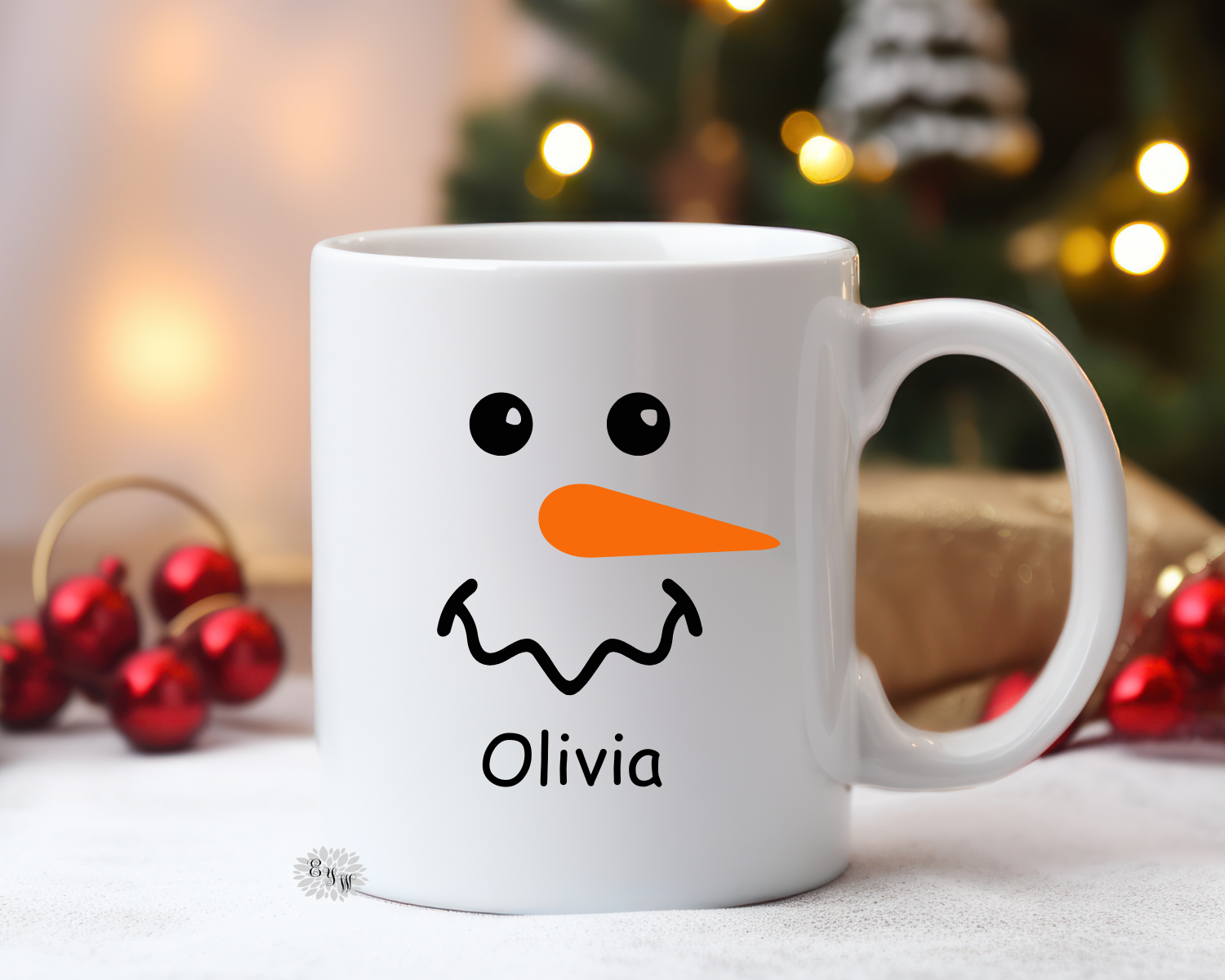 Personalized Christmas Mug, Kids Snowman Christmas Mug, 11oz Ceramic Coffee Mug With Handle, Permanent Ink, Dishwasher Safe, Microwave Safe