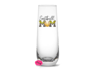 Champagne Glass, Softball Mom Champagne Flute, Mother's Day Mimosa Tumbler, Softball Mom Champagne Flute, Mother's Day Champagne