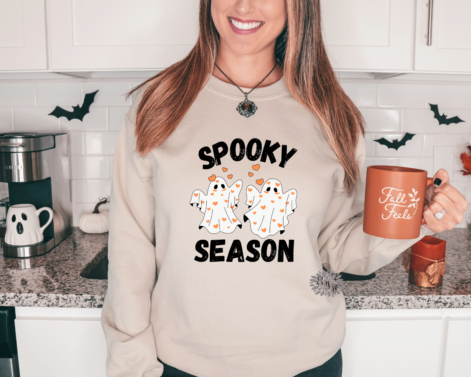 Fall Sweatshirt, Ghosts & Coquette Bows Crewneck Sweatshirt, Spooky Season Adult Sweatshirt, Halloween Sweatshirt, Many Colors