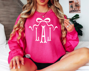 Monogram Sweatshirt, Fancy Bow Monogram Sweatshirt, Personalized Monogrammed Sweatshirt, Adult Crewneck Sweatshirt, Many Colors Sweatshirts