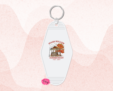 Motel Keychain, Stars Hollow Keychain, Stars Hollow Connecticut Keychain, Backpack Tag, Retro Keychain, UV Printed Keyring, Stars Hollow