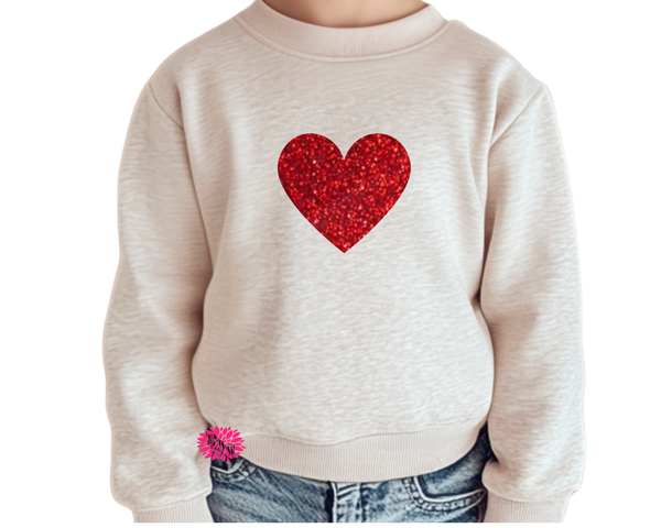Toddler Sweatshirt, Red Glitter Heart Valentine Sweatshirt, Kids Sweatshirt, More Sweatshirt Colors, Toddler Valentines Day Sweatshirt