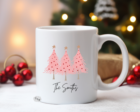 Personalized Christmas Mug, Christmas Tree Mug, 11oz Ceramic Coffee Mug With Handle, Permanent Ink, Dishwasher Safe, Microwave Safe