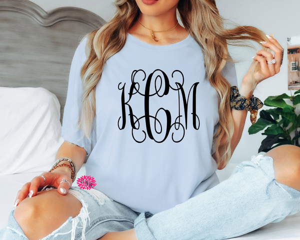 Monogram T- Shirt, Personalized T-Shirt, Monogrammed Tee, Monogram Crewneck T-Shirt, Monogrammed Tee Shirt, Many Tee And Text Colors (Copy)