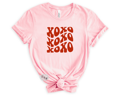 Valentine's Shirt, Valentine's Day Tee, Adult Valentines Day XO Tee, Crewneck Tee Shirt, Valentines Day Tee Shirt, Many Tee And Text Colors