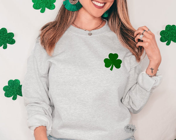 St. Patricks Day Embroidered Sweatshirt, Shamrock Embroidered Crewneck Sweatshirt, St Pattys Embroidered Adult Sweatshirt, Embroidered Shirt