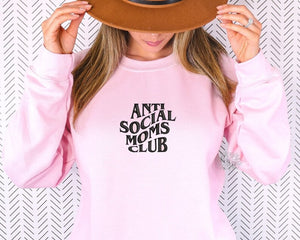 Anti Social Moms Club Embroidered Sweatshirt, Anti Social Moms Club Crewneck Sweatshirt, Retro Embroidered Adult Sweatshirt, Mother's Day