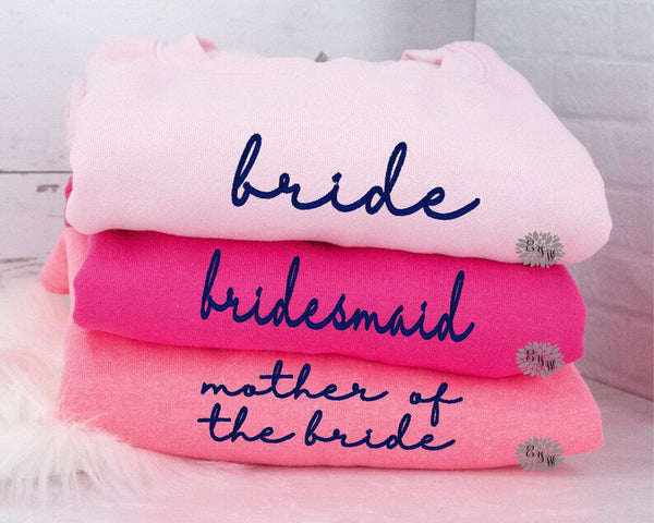 Bride Embroidered Sweatshirt, Bride Embroidered Crewneck Sweatshirt, Bride Embroidered Adult Sweatshirt, Bride Sweatshirt