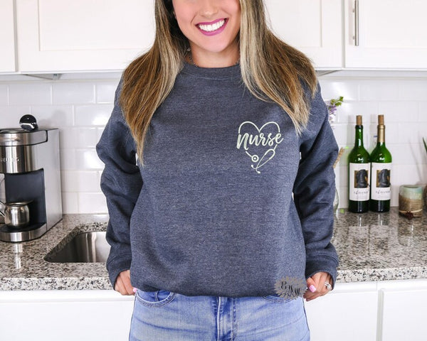 Nurse Sweatshirt, Nurse Stethoscope Embroidered Sweatshirt, Nurse Crewneck Sweatshirt, Nurse Embroidered Adult Sweatshirt, Nursing School