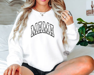 MAMA Embroidered Sweatshirt, Mama College Curved Letters Sweatshirt, Mama Embroidered Adult Sweatshirt, Mother's Day Shirt, Many Colors